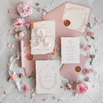 Zaproszenia ślubne Wydzierane Brzegi Zaproszenia ślubne z miedzianym zdobieniem, delikatne zaproszenia na ślub z miedzią, zaproszenie glamour z jedwabną wstążką1