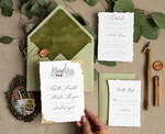 Zaproszenia ślubne Wydzierane Brzegi zaproszenia ślubne z oliwką, oliwkowe zaproszenia slubne, zaproszenia ślubne z gałązką oliwki, darte zaproszenia na ślub, zaproszenia ślubne ze złotkiem 5