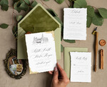 Zaproszenia ślubne Wydzierane Brzegi zaproszenia ślubne z oliwką, oliwkowe zaproszenia slubne, zaproszenia ślubne z gałązką oliwki, darte zaproszenia na ślub, zaproszenia ślubne ze złotkiem 6