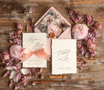 Zaproszenia ślubne Wydzierane Brzegi darte zaproszenia ślubne, eleganckie wydzierane zaproszenia na ślub, wydzierane zaproszenia slubne ze wstążką 1