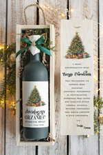 Prezenty oferta dla Firm GRZANIEC Grzaniec ze świąteczną etykietą w drewnianej skrzynce z nadrukiem, firmowe świąteczne prezenty dla klientów, upominki prezenty biznesowe dla firm,0