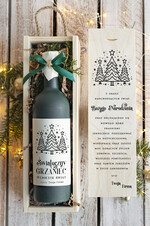 Prezenty oferta dla Firm GRZANIEC Grzaniec ze świąteczną etykietą w drewnianej skrzynce z nadrukiem, firmowe świąteczne prezenty dla klientów, upominki prezenty biznesowe dla firm,0