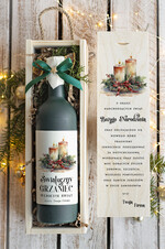 Prezenty oferta dla Firm GRZANIEC Grzaniec ze świąteczną etykietą w drewnianej skrzynce z nadrukiem, firmowe świąteczne prezenty dla klientów, upominki prezenty biznesowe dla firm,0