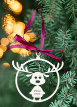 Prezenty oferta dla Firm Bombki ZAWIESZKI na choinkę Prezent Biznesowy Na Święta z Logo drewniana Bombka z logo na choinkę Zawieszka Rudolf z Logo Firmy  0