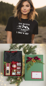 prezenty dla niej Zestawy z Koszulką  Prezent dla Miłośniczki Gór Koszulka Tshirt Góry, pomysl na prezent dla niej pod choinkę zestaw z koszulką , prezent na święta dla dziewczyny Koszulka T Shirt Damski w  Zestawie Prezentowy dla żony miłośniczki gór0