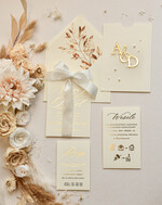 Zaproszenia ślubne z perełkami / tłoczeniem zaproszenia ślubne z perełkami w etui, minimalistyczne zaproszenie na ślub z perełki 7