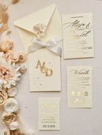 Zaproszenia ślubne z perełkami / tłoczeniem zaproszenia ślubne z perełkami w etui, minimalistyczne zaproszenie na ślub z perełki 0