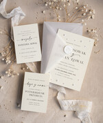 Zaproszenia ślubne z perełkami / tłoczeniem zaproszenia ślubne z perełkami, minimalistyczne zaproszenie na ślub z perełkami i kalką, rwane złocone zaproszenie na ślub cywilny perły5