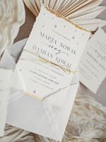 Zaproszenia ślubne z perełkami / tłoczeniem darte złocone zaproszenia ślubne z perełkami, minimalistyczne zaproszenie na ślub z perełkami i kalkową kopertą, rwane złocone zaproszenie na ślub cywilny perły1