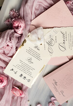 Zaproszenia ślubne z perełkami / tłoczeniem zaproszenia ślubne w kieszonce, eleganckie zaproszenia ślubne z jedwabną wstążką, tłoczone zaproszenia na ślub i wesele, tłoczone złote zaproszenie na ślub8