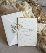 Zaproszenia ślubne z perełkami / tłoczeniem złocone zaproszenia ślubne z perełkami, minimalistyczne zaproszenie na ślub z perełkami, złote zaproszenie na ślub cywilny perły na zaproszeniach ślubnych0