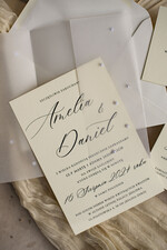 Zaproszenia ślubne z perełkami / tłoczeniem zaproszenia ślubne z perełkami, minimalistyczne zaproszenie na ślub z perełkami i kalką, rwane złocone zaproszenie na ślub cywilny perły8