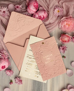 Zaproszenia ślubne z perełkami / tłoczeniem Eleganckie Zaproszenia Na Ślub, Nowoczesne Zaproszenia W Kolorze Różowym, Zaproszenia Ślubne Ze Złotymi Literami, Eleganckie Zaproszenia Ślubne z tłoczonymi kwiatami0