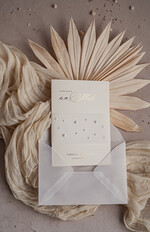 Zaproszenia ślubne z perełkami / tłoczeniem złocone zaproszenia ślubne z perełkami kalkowa koperta , minimalistyczne zaproszenie na ślub z perełkami i kalką, kalkowa obwoluta z perłami złocone zaproszenie na ślub cywilny perły21