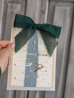 Zaproszenia ślubne z perełkami / tłoczeniem złote zaproszenia ślubne z perełkami, eleganckie zaproszenie na ślub w kalkowym etui,  złocone zaproszenie na ślub cywilny perły5