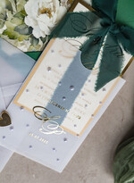 Zaproszenia ślubne z perełkami / tłoczeniem złote zaproszenia ślubne z perełkami, eleganckie zaproszenie na ślub w kalkowym etui,  złocone zaproszenie na ślub cywilny perły20