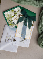 Zaproszenia ślubne z perełkami / tłoczeniem złote zaproszenia ślubne z perełkami, eleganckie zaproszenie na ślub w kalkowym etui,  złocone zaproszenie na ślub cywilny perły22