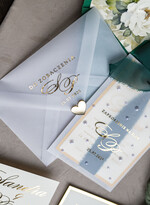 Zaproszenia ślubne z perełkami / tłoczeniem złote zaproszenia ślubne z perełkami, eleganckie zaproszenie na ślub w kalkowym etui,  złocone zaproszenie na ślub cywilny perły25