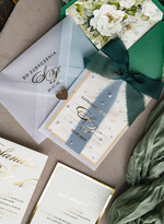 Zaproszenia ślubne z perełkami / tłoczeniem złote zaproszenia ślubne z perełkami, eleganckie zaproszenie na ślub w kalkowym etui,  złocone zaproszenie na ślub cywilny perły26