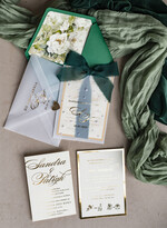 Zaproszenia ślubne z perełkami / tłoczeniem złote zaproszenia ślubne z perełkami, eleganckie zaproszenie na ślub w kalkowym etui,  złocone zaproszenie na ślub cywilny perły28