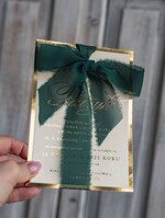 Zaproszenia ślubne z perełkami / tłoczeniem złote zaproszenia ślubne z perełkami, eleganckie zaproszenie na ślub w kalkowym etui,  złocone zaproszenie na ślub cywilny perły7