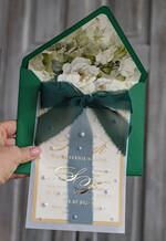 Zaproszenia ślubne z perełkami / tłoczeniem złote zaproszenia ślubne z perełkami, eleganckie zaproszenie na ślub w kalkowym etui,  złocone zaproszenie na ślub cywilny perły9