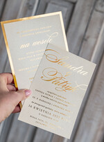 Zaproszenia ślubne z perełkami / tłoczeniem złote zaproszenia ślubne z perełkami, eleganckie zaproszenie na ślub w kalkowym etui,  złocone zaproszenie na ślub cywilny perły1