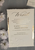 Zaproszenia ślubne z perełkami / tłoczeniem wydzierane zaproszenia na ślub ze złotkiem, darte zaproszenia ślubne z płatkami złota, wytłaczane zaproszenia ślubne 5