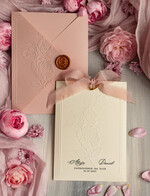 Zaproszenia ślubne z perełkami / tłoczeniem zaproszenia ślubne w kieszonce, eleganckie zaproszenia ślubne z jedwabną wstążką, tłoczone zaproszenia na ślub i wesele, tłoczone złote zaproszenie na ślub10