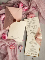 Zaproszenia ślubne z perełkami / tłoczeniem zaproszenia ślubne w kieszonce, eleganckie zaproszenia ślubne z jedwabną wstążką, tłoczone zaproszenia na ślub i wesele, tłoczone złote zaproszenie na ślub2