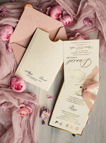 Zaproszenia ślubne z perełkami / tłoczeniem zaproszenia ślubne w kieszonce, eleganckie zaproszenia ślubne z jedwabną wstążką, tłoczone zaproszenia na ślub i wesele, tłoczone złote zaproszenie na ślub3