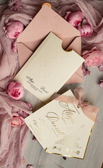 Zaproszenia ślubne z perełkami / tłoczeniem zaproszenia ślubne w kieszonce, eleganckie zaproszenia ślubne z jedwabną wstążką, tłoczone zaproszenia na ślub i wesele, tłoczone złote zaproszenie na ślub4