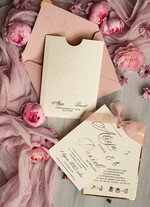 Zaproszenia ślubne z perełkami / tłoczeniem zaproszenia ślubne w kieszonce, eleganckie zaproszenia ślubne z jedwabną wstążką, tłoczone zaproszenia na ślub i wesele, tłoczone złote zaproszenie na ślub6