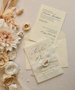 Zaproszenia ślubne z perełkami / tłoczeniem zaproszenia ślubne z perełkami kalkowa obwoluta, minimalistyczne zaproszenie na ślub z perełki 5