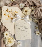 Zaproszenia ślubne z perełkami / tłoczeniem zaproszenia na ślub, nowoczesne zaproszenia ślubne z perełkami, zaproszenie na ślub w kieszonce, eleganckie zaproszenie ślubne ze wstążka 3