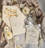 Zaproszenia ślubne z perełkami / tłoczeniem zaproszenia na ślub, nowoczesne zaproszenia ślubne z perełkami, zaproszenie na ślub w kieszonce, eleganckie zaproszenie ślubne ze wstążka 8