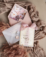 Zaproszenia ślubne z perełkami / tłoczeniem złote zaproszenia ślubne z perełkami, eleganckie zaproszenie na ślub w kalkowym etui, złocone zaproszenie na ślub cywilny perły, perełki na zaproszeniach ślubnych1