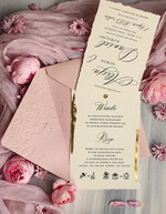 Zaproszenia ślubne z perełkami / tłoczeniem eleganckie ślubne zaproszenia, oryginalne zaproszenia ślubne, tłoczone zaproszenia ślubne z płatkami złota , zaproszenia na ślub z tłoczonymi kwiatami4