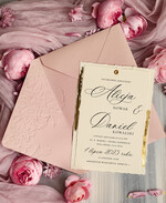 Zaproszenia ślubne z perełkami / tłoczeniem eleganckie ślubne zaproszenia, oryginalne zaproszenia ślubne, tłoczone zaproszenia ślubne z płatkami złota , zaproszenia na ślub z tłoczonymi kwiatami6