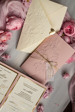 Zaproszenia ślubne z perełkami / tłoczeniem eleganckie ślubne zaproszenia, oryginalne zaproszenia ślubne, złote tłoczone zaproszenia ślubne, zaproszenia na ślub z tłoczonymi kwiatami 8