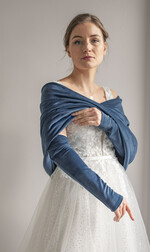 Panna Młoda Bolerka bolerka, narzutki, sweterki Bolerko Ślubne Welurowe - Etola Ślubna z Rękawkami - Narzutka z weluru3