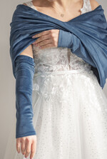 Panna Młoda Bolerka bolerka, narzutki, sweterki Bolerko Ślubne Welurowe - Etola Ślubna z Rękawkami - Narzutka z weluru4