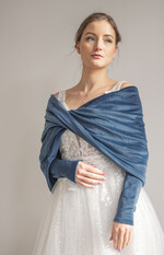 Panna Młoda Bolerka bolerka, narzutki, sweterki Bolerko Ślubne Welurowe - Etola Ślubna z Rękawkami - Narzutka z weluru0