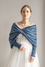 Panna Młoda Bolerka bolerka, narzutki, sweterki Bolerko Ślubne Welurowe - Etola Ślubna z Rękawkami - Narzutka z weluru5