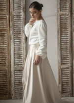 Panna Młoda Bolerka bolerka, narzutki, sweterki ślubne bolerko dla Panny Młodej, sweterkowe bolerko do sukni ślubnej, bolerko z dzianiny w kolorze ecru, ślubne bolerko sweterek4