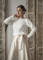 Panna Młoda Bolerka bolerka, narzutki, sweterki ślubne bolerko z wyciętymi plecami, sweterkowe bolerko do sukni ślubnej, bolerko z  dzianiny wykończone koronką, ślubne bolerko6