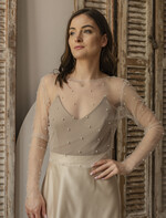 Panna Młoda Bolerka bolerka, narzutki, sweterki perełkowe bolerko na letni ślub, bolerko z perełkami dla Panny Młodej, bolerko do sukni ślubnej w kolorze ecru, narzutka z perełkami do sukni ślubnej0