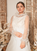 Panna Młoda Bolerka bolerka, narzutki, sweterki slubne bolerko z koralikami, przezroczyste bolerko ślubne z koralikami, bolerko do sukni ślubnej, ślubne narzutka z koralikami 0