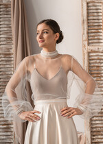 Panna Młoda Bolerka bolerka, narzutki, sweterki delikatne bolerko z tiulu, bolerko na letni ślub, bolerko ślubne z koralikami, delikatna narzutka na suknię ślubną, bolerko do sukni ślubnej, 13