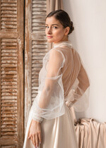 Panna Młoda Bolerka bolerka, narzutki, sweterki delikatne bolerko z tiulu, bolerko na letni ślub, bolerko ślubne z koralikami, delikatna narzutka na suknię ślubną, bolerko do sukni ślubnej, 3